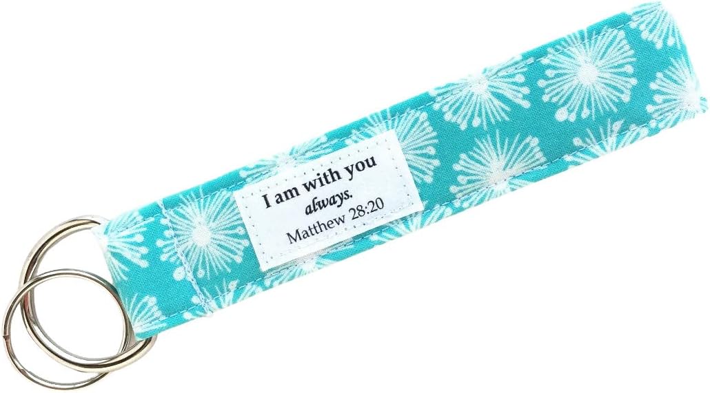 Keychain Wristlet - Fabric Wrist Lanyard with Bible Verse - I am With You Always