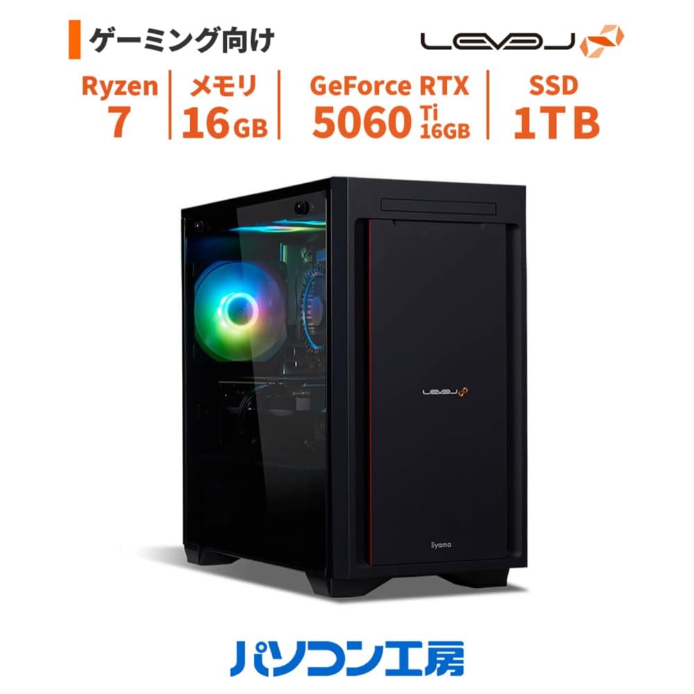 LEVEL iiyama AMD Ryzen7 3700X 16GB RTX3060ti 8GB ゲーミングPC 自作PC 4Kゲームも可能なパソコン工房のRTX 3060 Ti搭載高コスパPC。ミドル