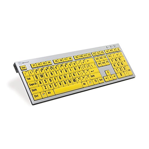 LogicKeyboard LargePrint Black on Yellow - PC Slim Line Wired Keyboard compatible with Windows 2000, XP, Vista and 7-8 - Part: LKBU-LPRNTBY-AJPU-US