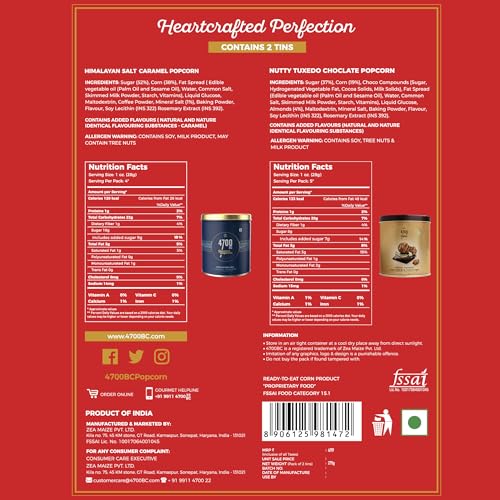 Image of 4700BC Pataka Popcorn, 275g (2Tins: Nutty Tuxedo Chocolate and Himalayan Salt Caramel)