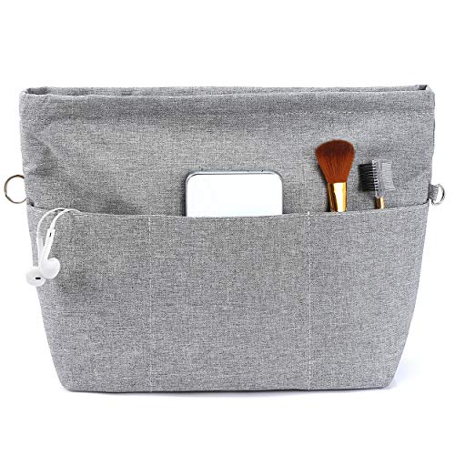 Image of VANCORE Purse Bag Organizer Insert with 13 Pockets, Handbag and Tote Bag Inside Shaper with Zipper (Grey, Large)