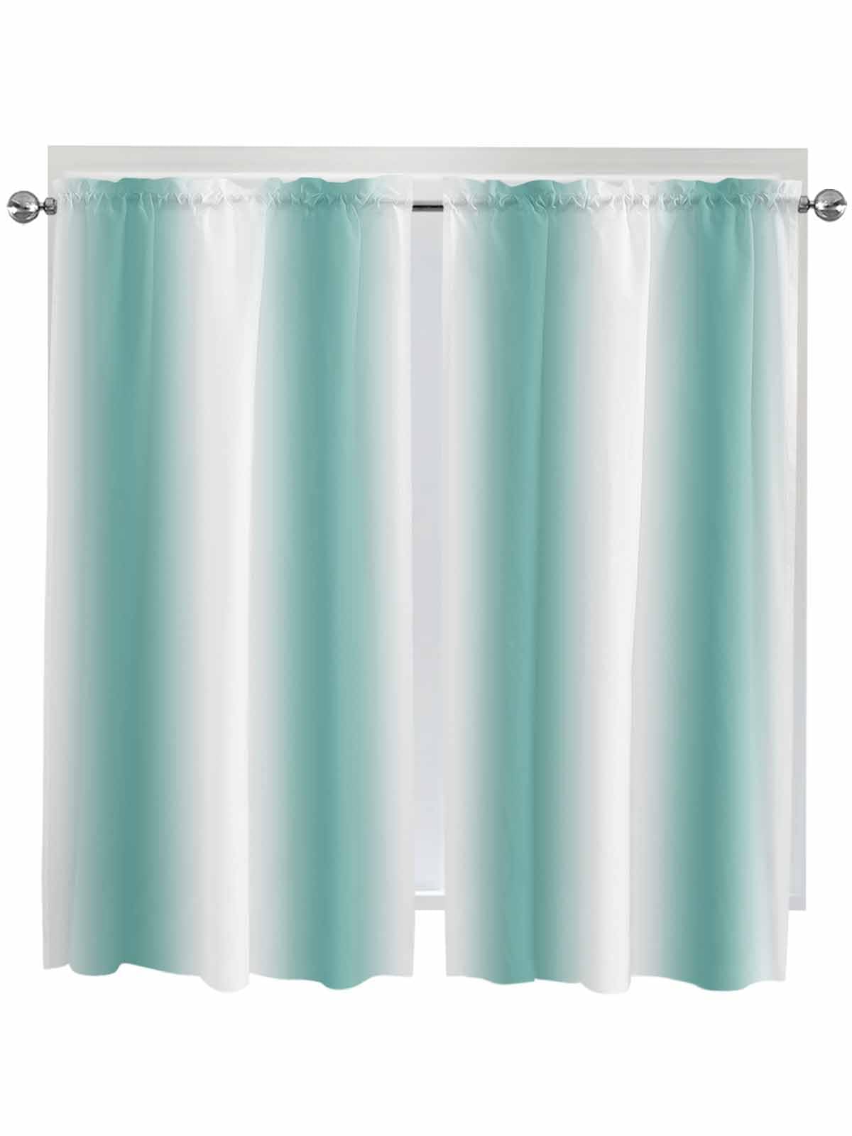 2 Panels Rod Pocket Curtains, Aqua Teal White Ombre Home Decor Window Treatments for Living Room, Bedroom, Bathroom, Modern Abstract Art Farmhouse Gradient 52" W x 72" L x2