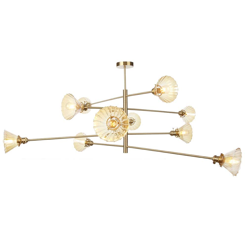 Lustre Spoutnik semi-plafonnier en laiton avec 10 ampoules LED G4 incluses