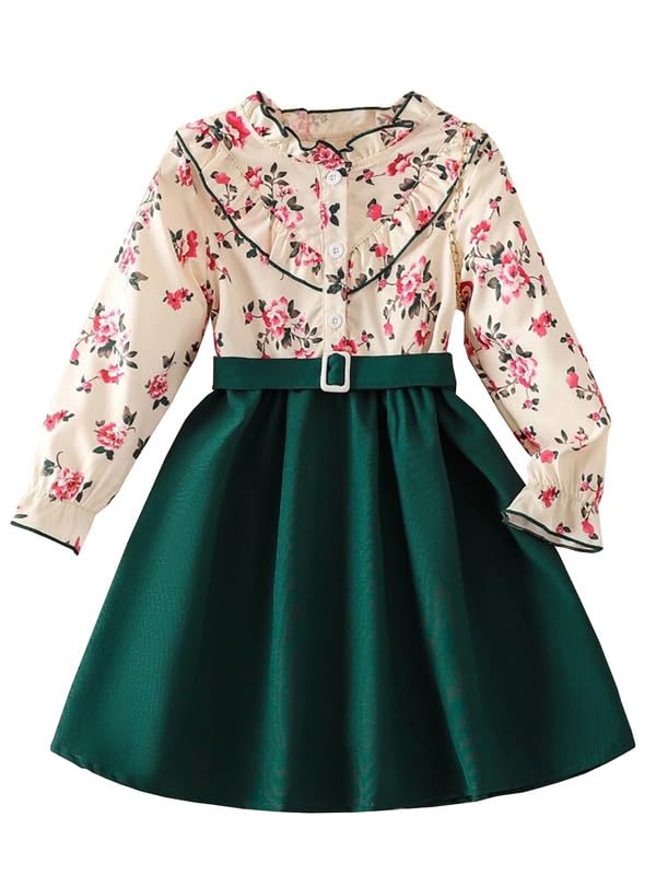 Niren Enterprise Vestido de modal y rayón con estampado digital para niñas