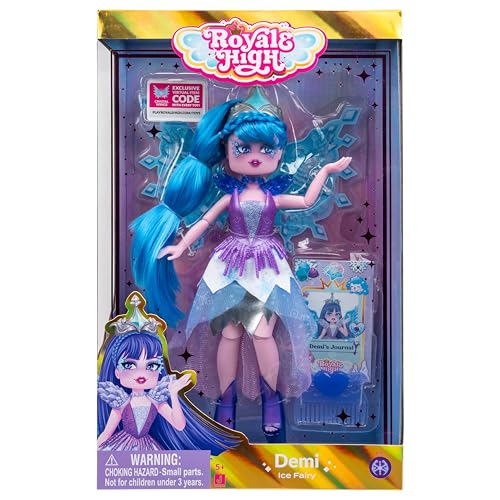 Image of Royale High 9 inch Fashion Doll - Demi The Ice Fairy, Wave 2, Series 2 - Fairy Journal, Comb, and Virtual Item Code Included - Amazon Exclusive - Ages 5+