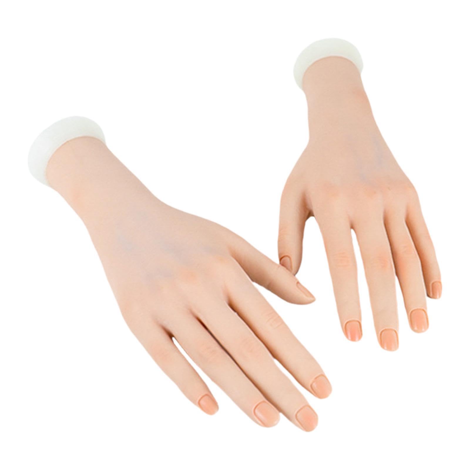 QLECXZI Realistic Mannequin Hand Crafted Bendable Acrylic Jewelry Showcases And Nail Art Training Bendable Acrylic Nail Mannequin Hand For Jewelry Rings Nails