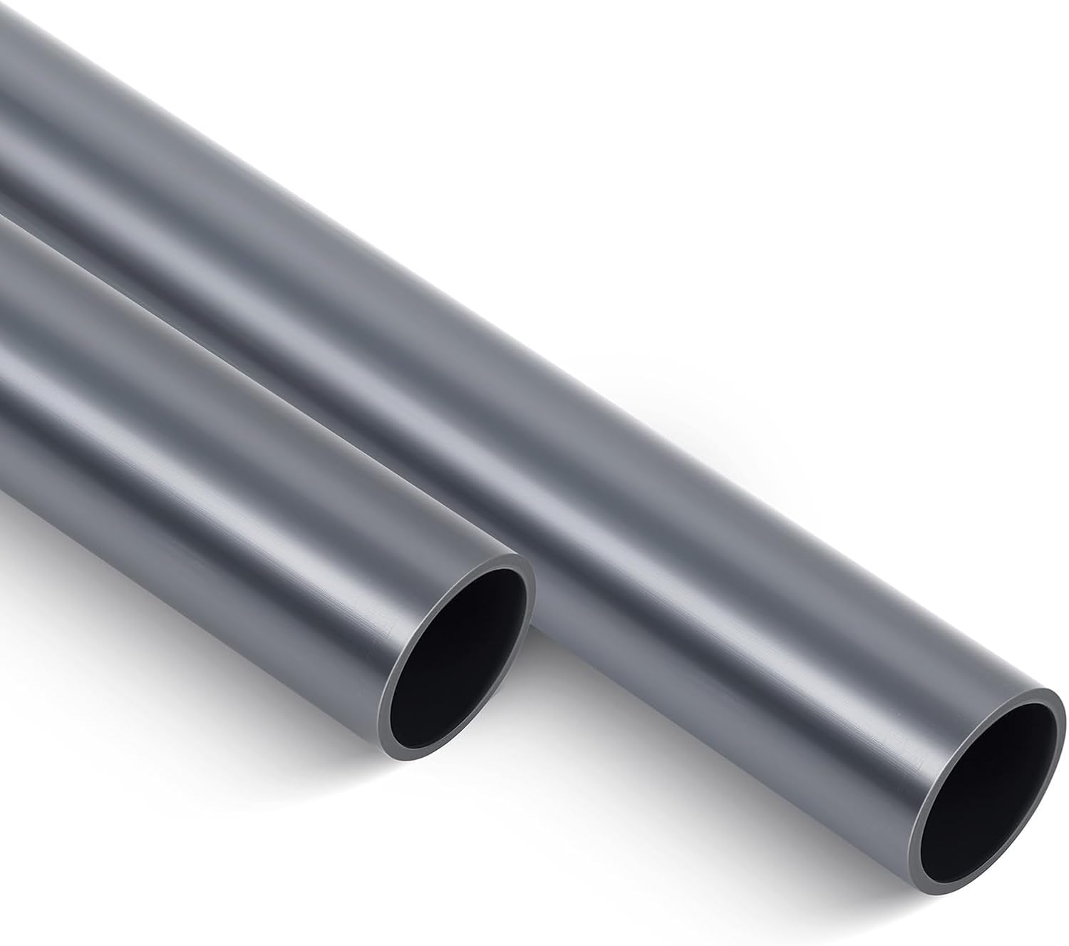 2 Pack 1-1/2 Inch (1.5") Sch40 PVC Pipe Gray Custom Length 24" DIY Custom Plastic Pipe for Home Garden Indoor Outdoor Projects 1-1/2" X 2'