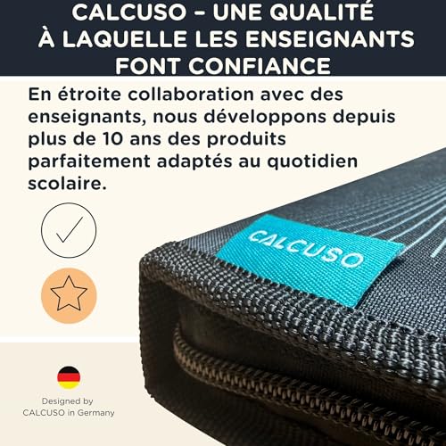CALCUSO Set de géométrie PRO en trousse noire avec compas, règle, rapporteur et équerre – Pour école, college, bureau et université – vue 4