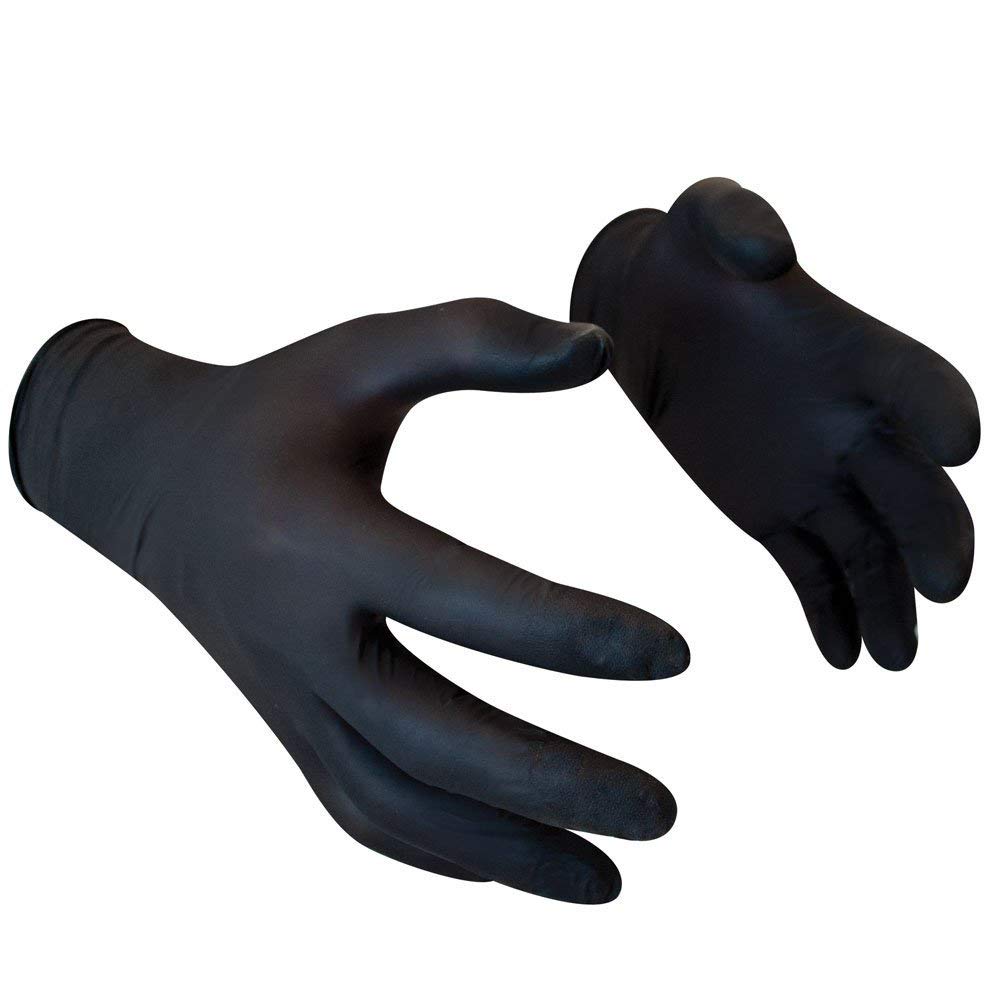 100 Pc/Lotto Guanti in Nitrile Nero Extra Strong Guanti in Lattice Senza Polvere Visita Medica Guanti in Nitrile Elettronica, Cibo, Bellezza,S
