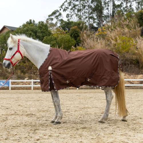 Image of BARN & STABLE 600D Ripstop Lightweight Horse Turnout Sheet No Fill,Water-Resistant & Breathable Horse Blanket for Spring and Mild Weather, with Anti-Rub Fleece Withers