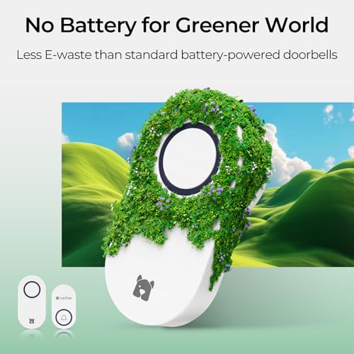 Wireless Doorbell No Battery Needed, Waterproof Door Bell with 600ft Range, 60 Adjustable Chimes, 4 Volume Level Modes f - Additional View