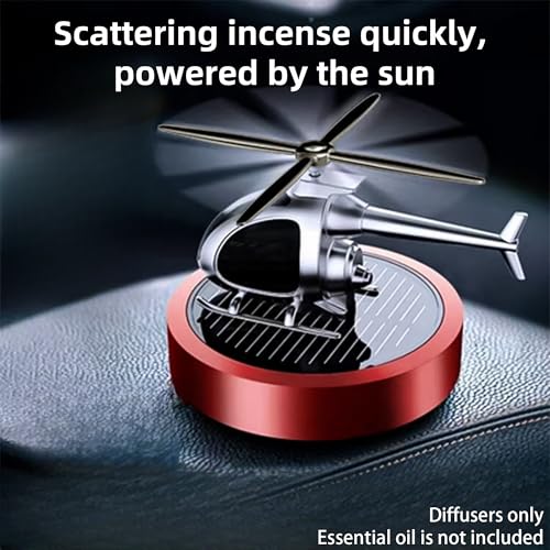 Image of Car Diffuser Quiet & Stylish Helicopter Solar Dashboard Decor Auto-Rotating Air Purifier for Men & Military Enthusiasts Enhance Driving Experience (Red)
