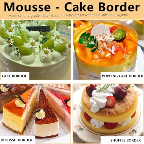 PIQIUQIU 3 rolki folii do obrzeży tortu, 8 cm/10 cm/15 cm × 10 m, przezroczysta folia acetatowa do dekoracji tortów, musu czekoladowego i pierścieni deserowych