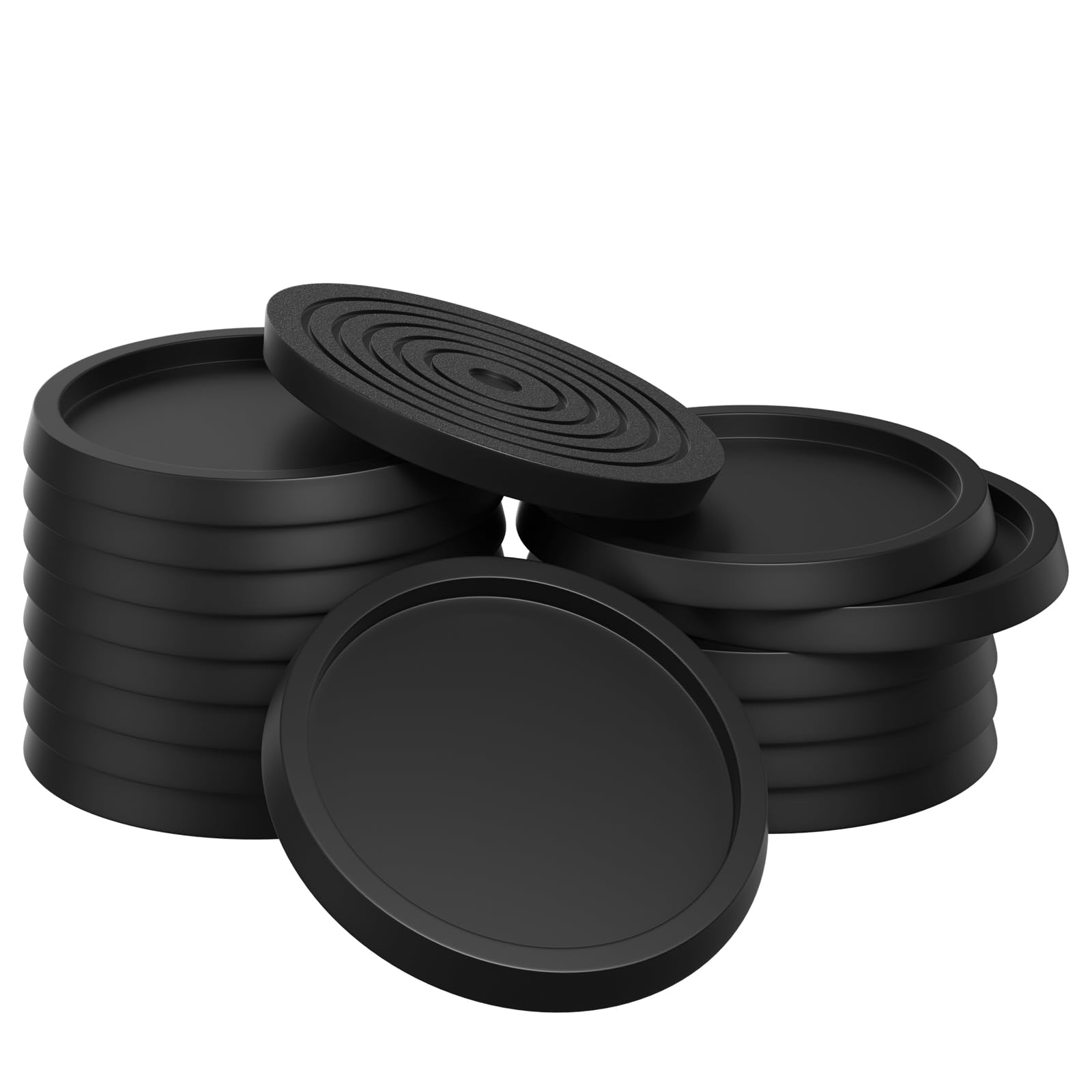Furniture Coasters, 16Pcs 2.5" Furniture Caster Cups for Hardwood Floors, Rubber Furniture Pads Non Slip Furniture Grippers, Bed Couch Stoppers to Prevent Sliding,Protect All Types of Flooring, Black