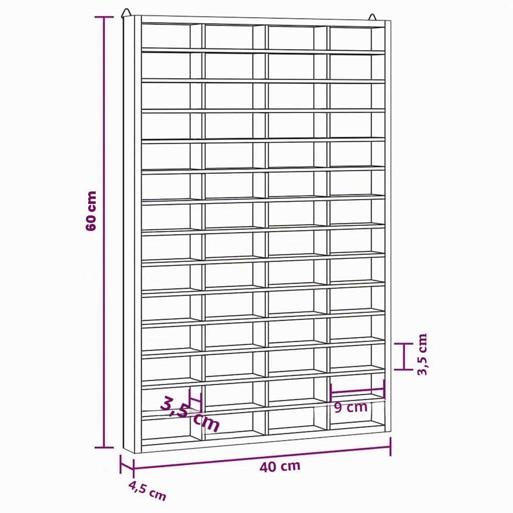 vidaXL Vitrine de Collection en Bois avec 56 Compartiments 40 x 4,5 x 60 cm
