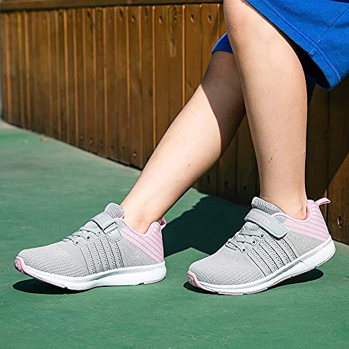 Hallenturnschuhe 32 Mädchen Sportschuhe Kinder Schuhe Mädchen Turnschuhe Hallenschuhe Laufschuhe Mesh Fitness Sport Girl Indoor Outdoor Shoes Grau Rosa