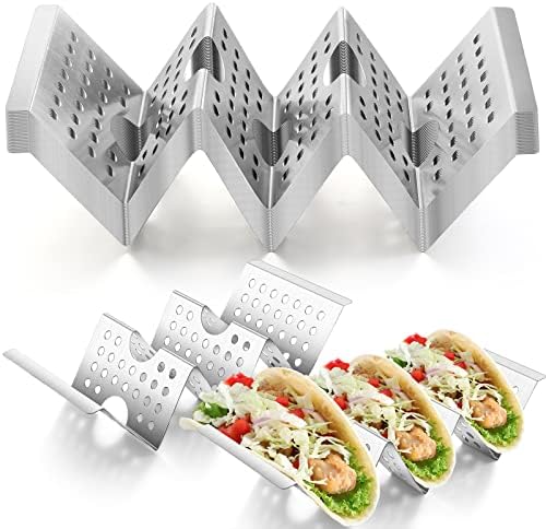 Snapklik.co : Stainless Steel Taco Holder Stand, Set Of 6 - Stylish