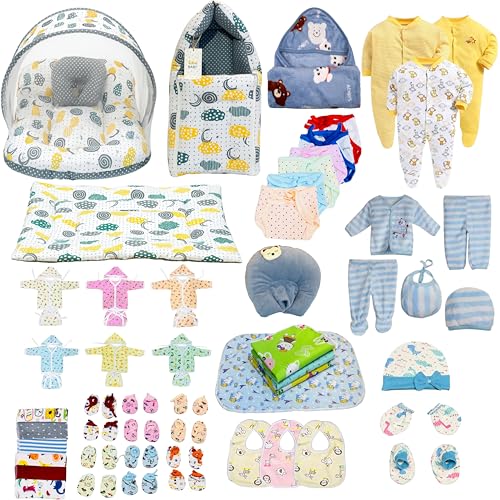 Image of Infantbond Baby Semiwinter and Monsoon Use Hospital Essential Combo for New Born | Gift Pack | Baby Products | Maternity Essentials | Bedding Set (66 Items)(0-6 Months) (66 in 1 GREYSPRIAL)