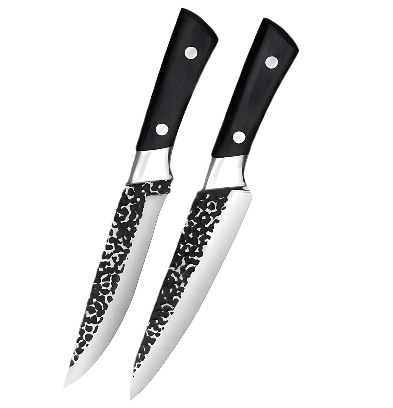 Hand Forged Stainless Steel Japanese Slicing Knife Boning Fillet Knife Butcher Knife Deboning Knife for Meat with Abs Handle (Set of 2), Black