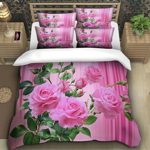 Parure de lit microfibre 200x200 motif cœurs roses 3D - 5