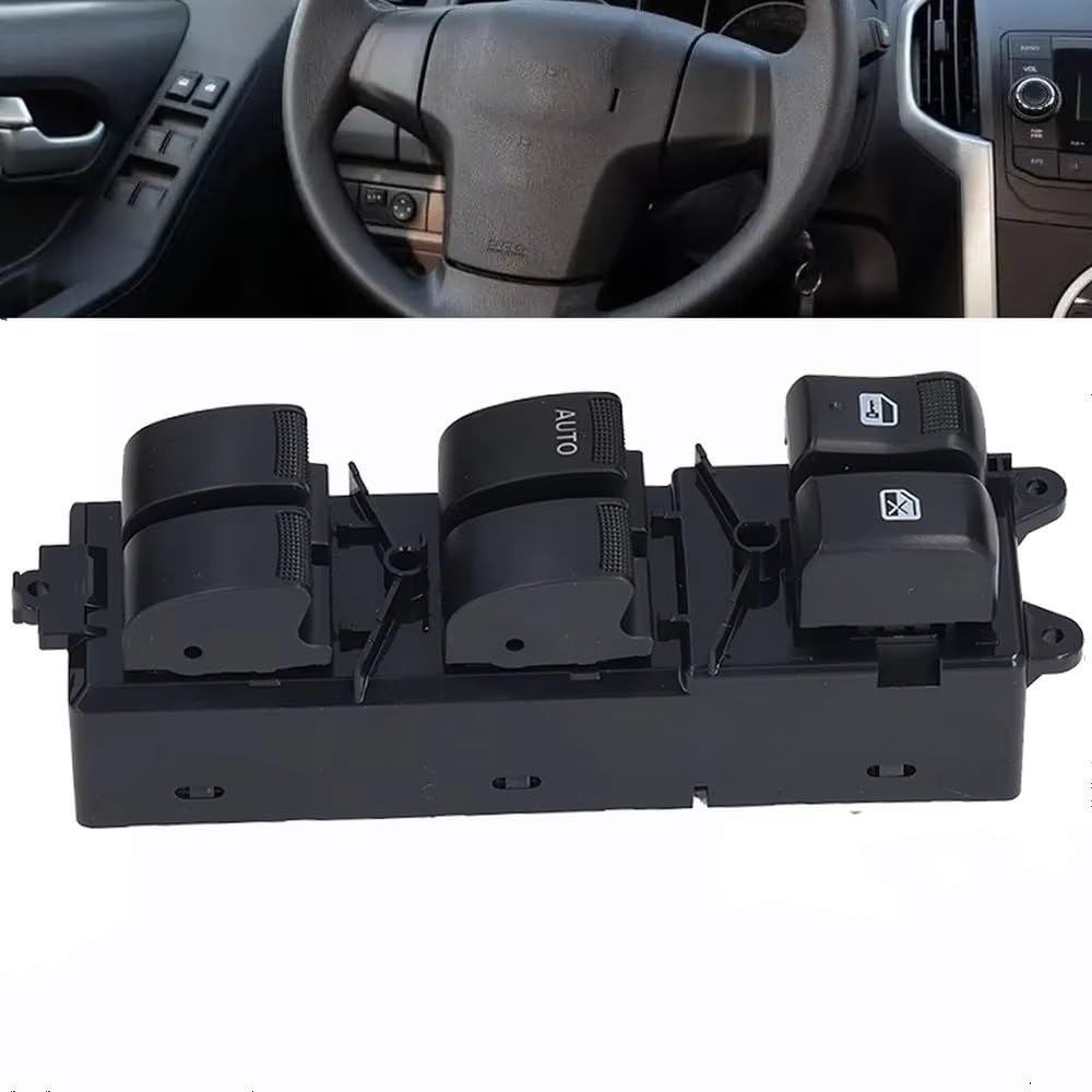 Do Isuzu D-Max Pickup 2012-2019, numer części 8974174690: przełącznik do elektrycznego podnośnika szyb po lewej stronie (po stronie kierowcy), panel sterowania, przycisk dźwigni