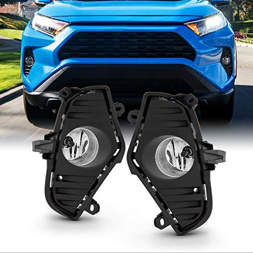 AKKON - Fits 2019-2024 Toyota Rav4 LE | XLE | Limited | XSE | SE Model Clear Bumper Fog Lights Pair Left+Right w/Accessories