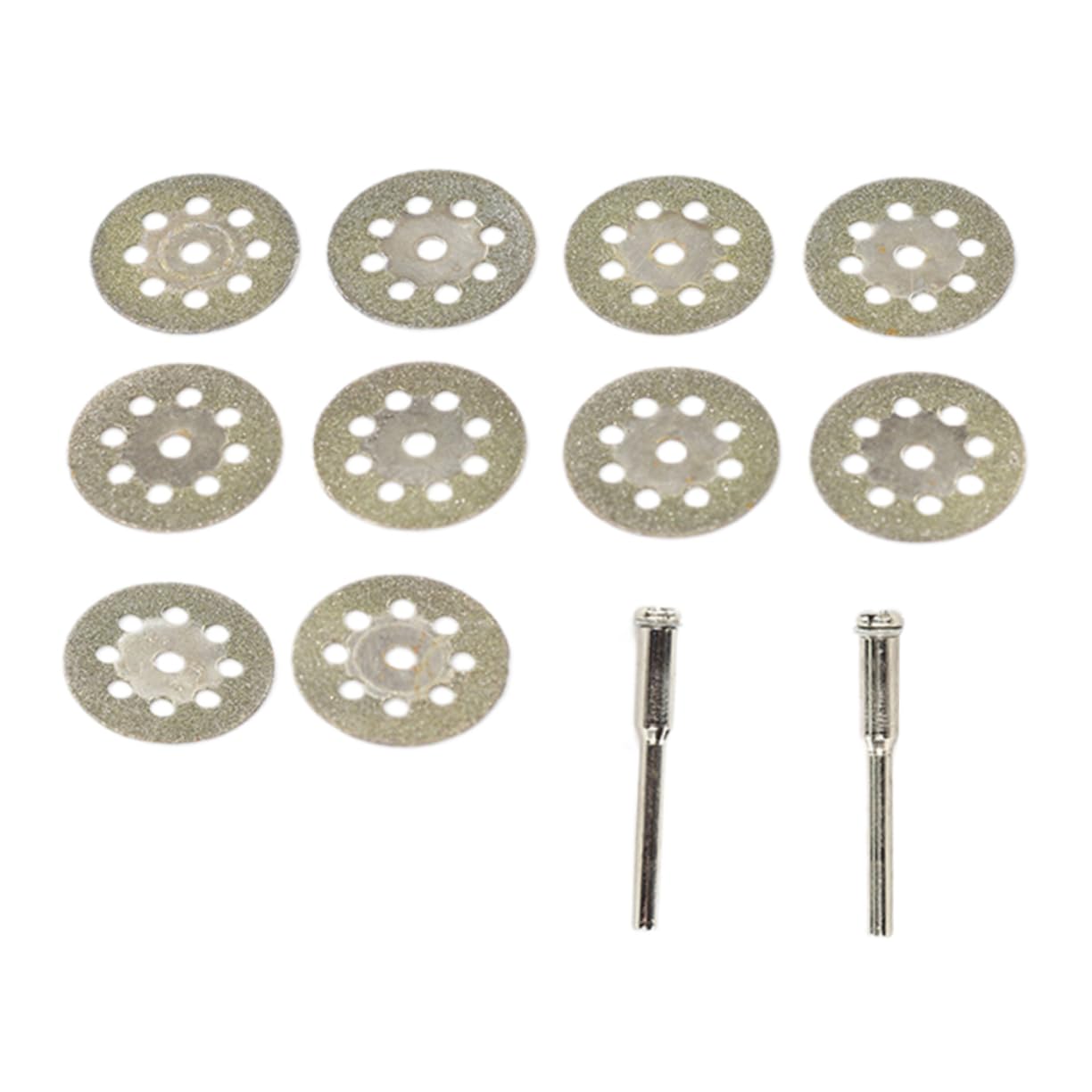 KALLORY 25mm Diamond Cutting Discs for Angle 8 Holes Mini Circular Blades 10pcs Glass Gemstone Cutting Discs 2 Rods for Rotary Tool