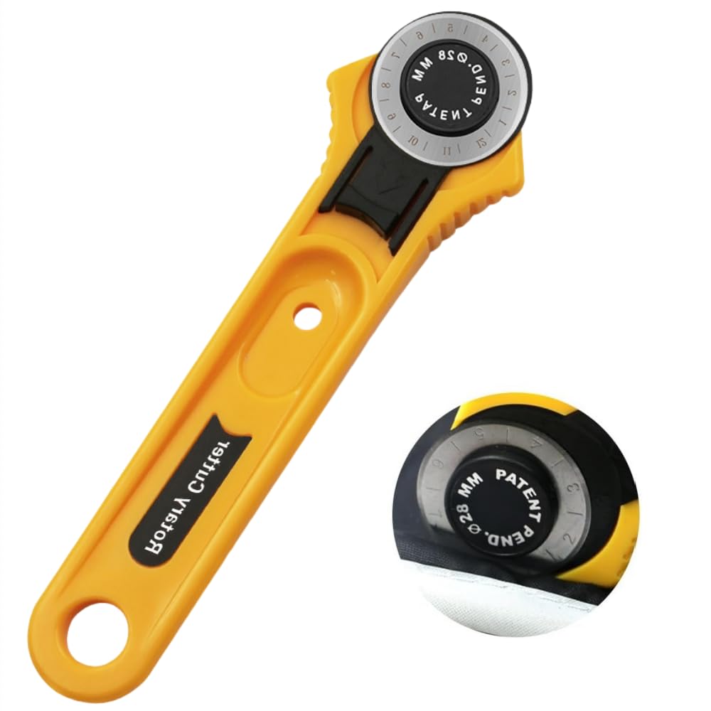 Kovcfon Orange 28Mm Fabric Cutter With Scale Leather Rotary Cutters Plastic Handle Wheel Cutter For Papers Leather Fabric Sewing Plastic