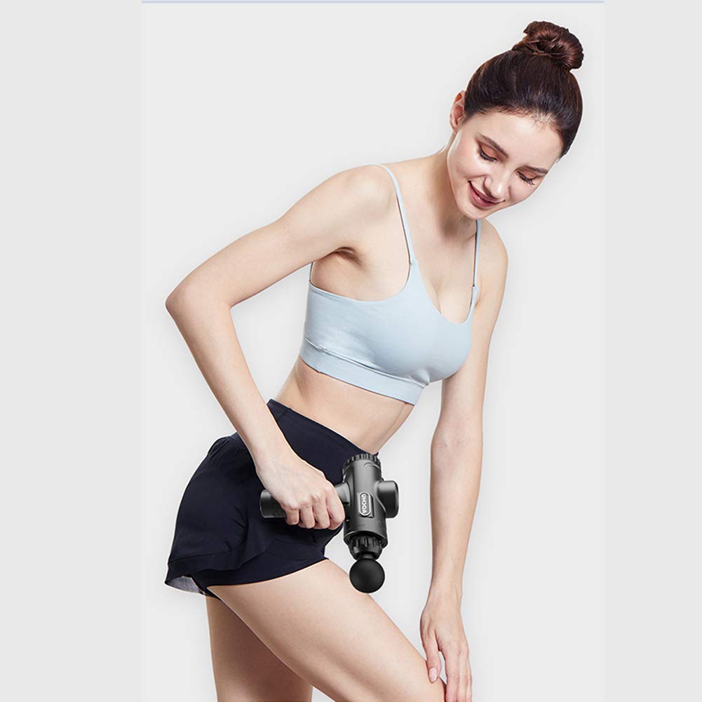 Pistola De Masaje, Dispositivo De Masaje Portátil con 5 Cabezales De Masaje, 5800 RPM 45DB 2500mAh Pistola De Fascia Ajustable De 4 Velocidades con 4 Cabezales De Masaje, Pantalla De Control LCD