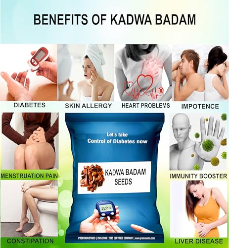 Image of SEEMA Kadwa Badam Sugar Badam | Diabetes Bitter Almonds | Thengani kai | Mahogany Seeds | Diabetes King Bitter Seeds, Machine Cleaned, hygienically processed & packed Pack of 50 Grams