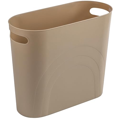 rejomiik Cubo de basura pequeño de 3.5 galones, cesta de basura delgada de plástico con asas, contenedor para espacios estrechos, baño, dormitorio,