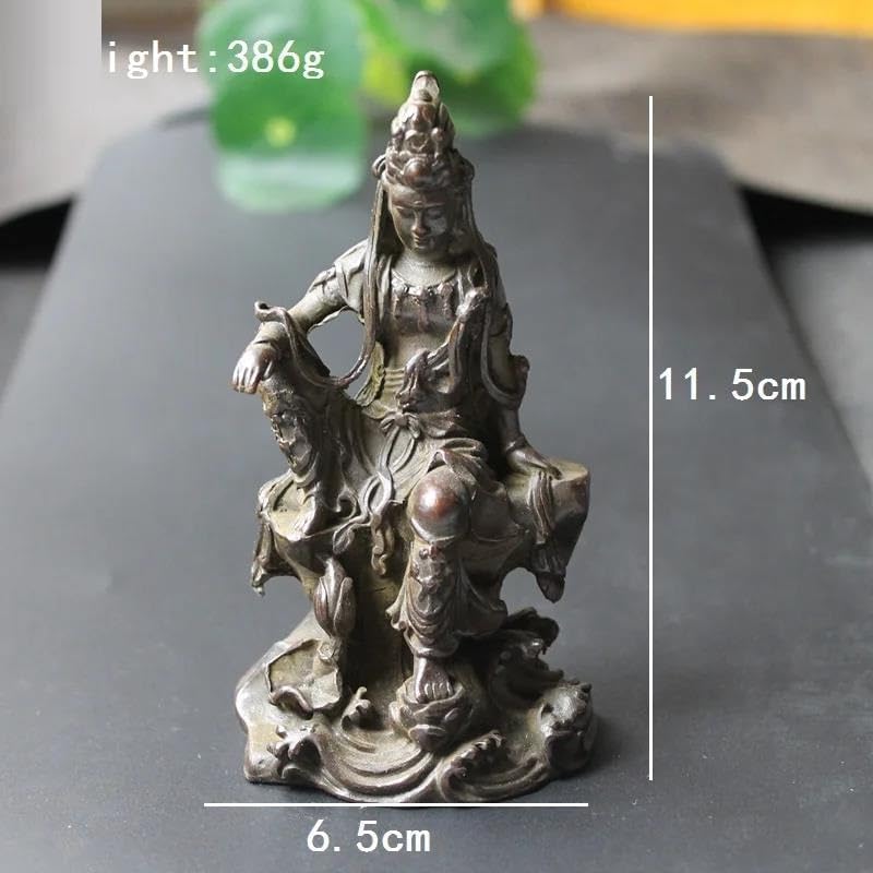 Sculpture Bust Handmade Sculptures Retro Guan Yin Figurines Copper Buddha Statue Decors Accessories Ornaments