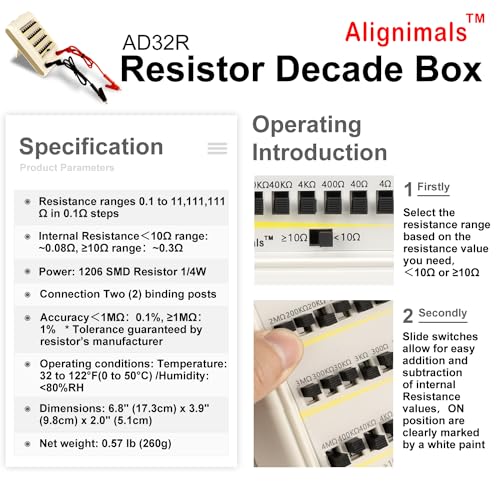 ad32r v12 resistor decade box1 to 11m1 accuracy 8 decades resistance range