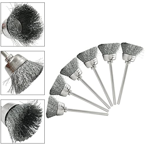 Image of 20Pcs Wire Wheel Brushes Cup-Shape Steel Wire Brushes with 3 /32 inch Shank for Rotary Tools, Bowl-Shape Polishing Cleaning Tools
