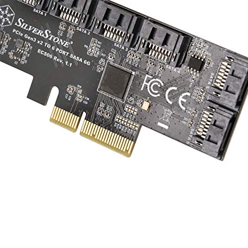 Image of SilverStone Technology ECS06 6 Port SATA Gen3 (6Gbps) Non-RAID PCI Express Gen3 x2 Card, TAA Compliant