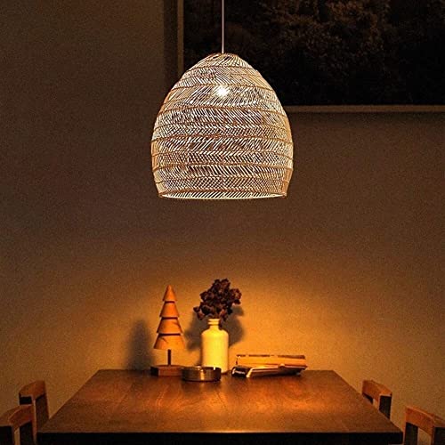 Chandelier en rotin fait à la main de 45 cm et métal suspendu pour restaurant et bar - 2
