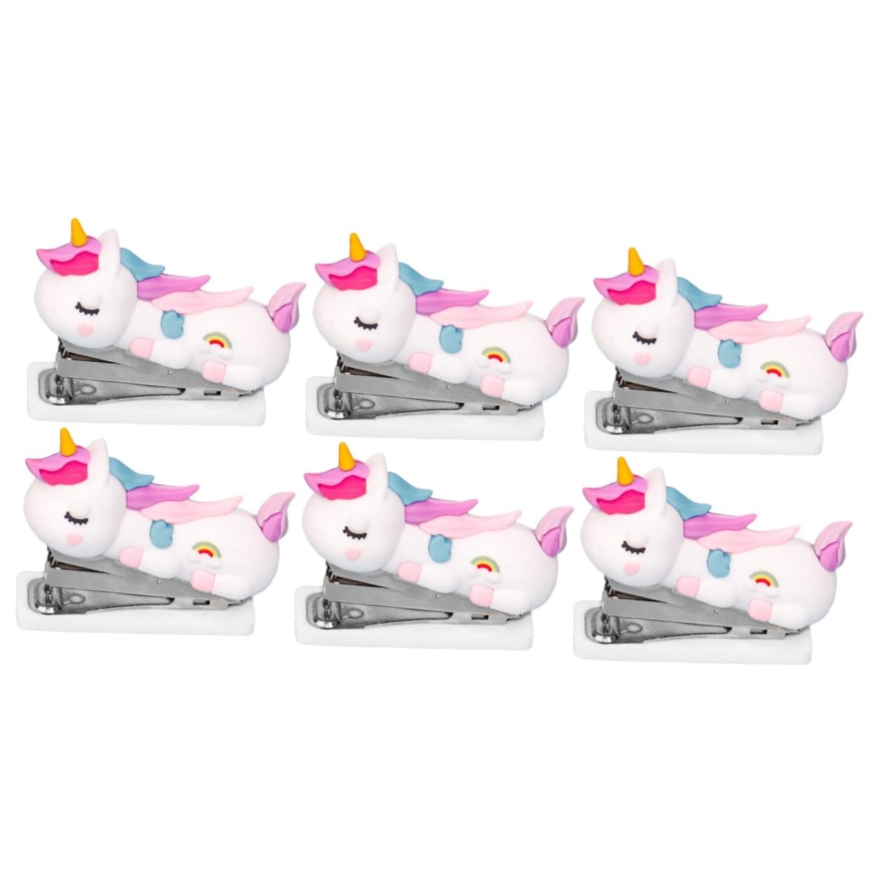 6pezzi Cute Stapler Portable Handheld Office Stapler for School and Home Smooth Stapling Performance Desk Decoration