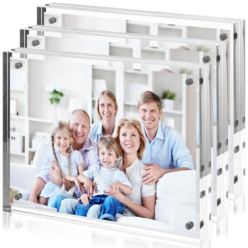 GBACHOOSE 3 Stück Acryl Bilderrahmen 13x18cm, Bilderrahmen Glas, Klare Fotoanzeige Magnetischer...