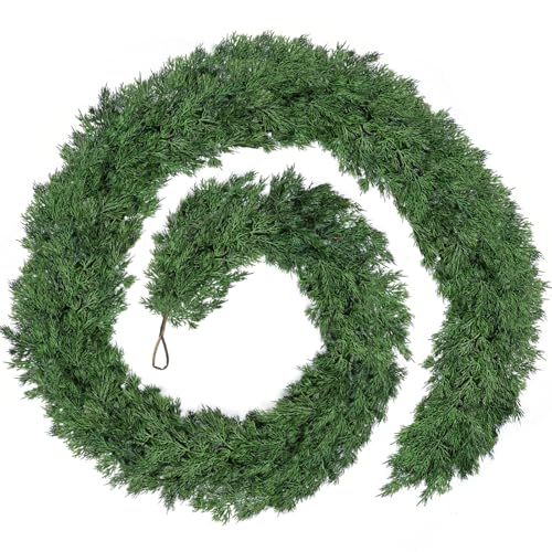 Tulvend 9 FT Christmas Cedar Garland - Thick Real Touch Pine Garland - Realistic...