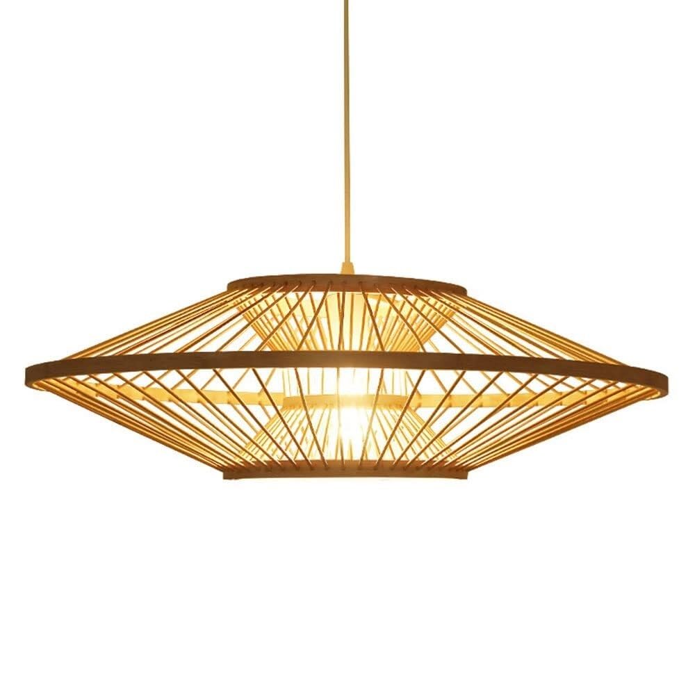 Lámpara colgante de luz de madera techo bambú estilo chino rural creativo