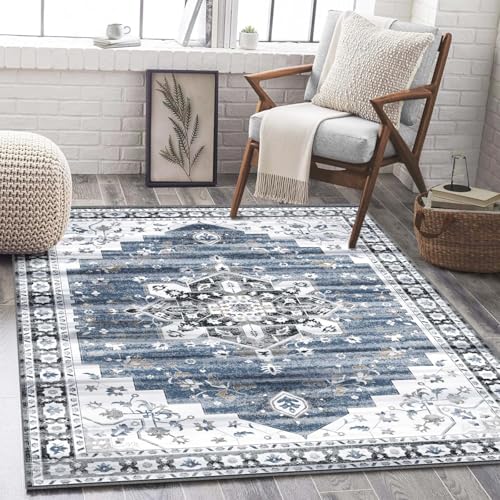 LOOMY 4x6 Rug for Living Room or Bedroom-Vintage Floral Print-