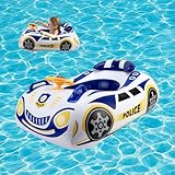 Baby Pool Float Police Car Design Toddler Pool Float Heavy Duty Toddler Floaties Inflatable Boat Floaties for Toddlers 1-2 Kids Pool Floats for Toddlers 1-3 Baby Swim Float for Kids Age1-5 Boys Girls