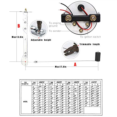 Image of Rupse Fuel Sender Unit Boat Fuel Tank Sending Unit Fuel Water Level Sensor Stainless Steel Fuel Sender and Fuel Gauge for Boat Car Truck RV (6 inch (150mm)) (52mm (2 inch))