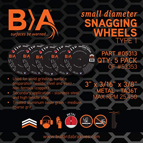 Bullard Abrasives 05313 53353, Lightning Performance, Ta36T, Small Diameter Snagging Wheels thumb #2