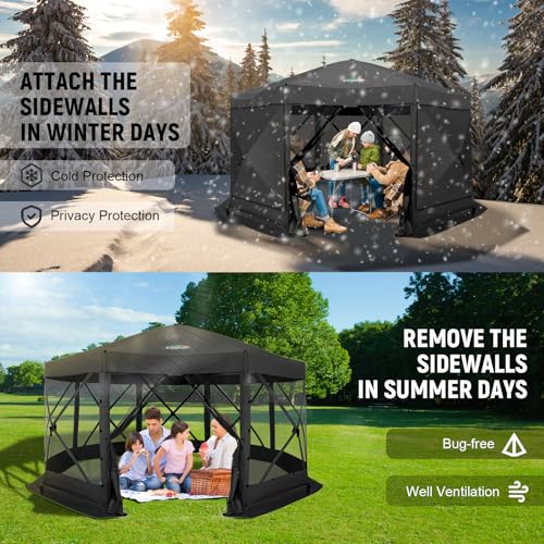 Image of COBIZI 15x15 FT Pop Up Gazebo - Canopy Tent, Large Gazebos On Clearance with Sidewalls, Screened in Gazebo,carpas para Patio,Portable Screen Tents for 12-15 Persons Outdoor Camping, Backyard, Black