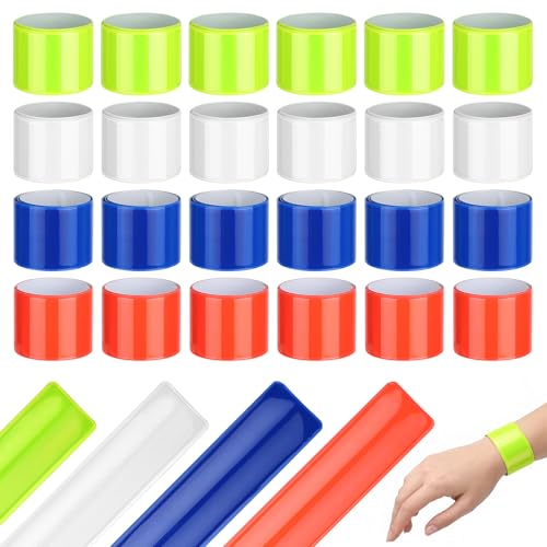Bohoray 24 Pièces Brassard Réfléchissant, Bracelet à Claquement 4 Couleurs