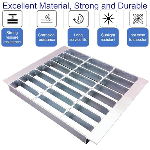 Image of Galvanized Steel Drain Grate with Lip, Channel Cover 12x12 in