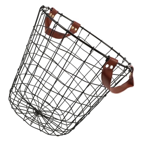 Amosfun Cesta Redonda de Malla Metálica con Asa para Almacenamiento Multifuncional Gran Capacidad Diseño Ventilado para Leña Ropa y Organización Hogar y Jardín