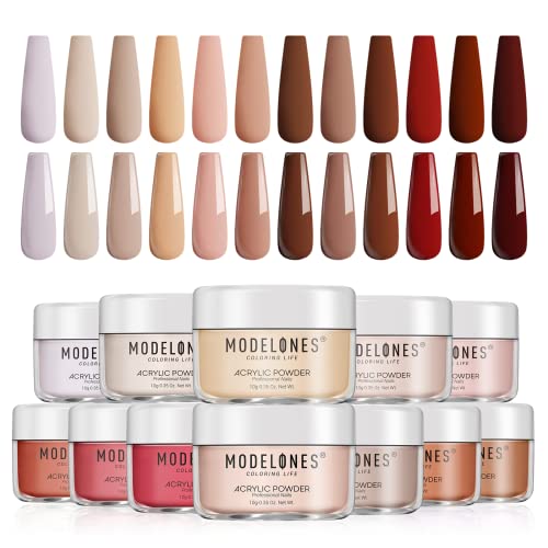Acrylic Powder Set - Modelones 12 Colors Nude Acrylic Nail Powder Professional Polymer Nails Set French Nail Extension Set 3D Acrylic Nail Art Kit Nail Carving Manicure Diy Fall Acrylic Nail Kit, No Need Nail Lamp #TOP16