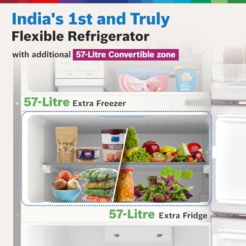 Image of Bosch 303L, 3 Star, MaxFlex Convert Frost Free Triple Door Refrigerator | 8-in-1 Convertible Storage Modes | 57L Extra Convertible Zone | Cool Extend up to 18 hours (CMC33S03NI, Shiny Silver)